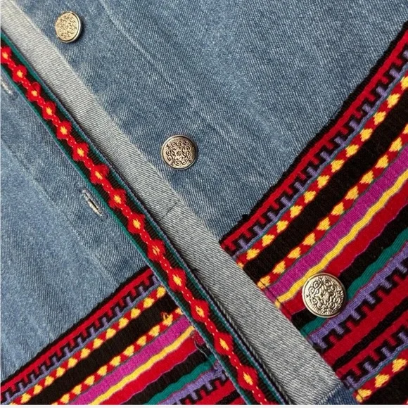 Vintage Coldwater Creek Southwestern Denim Tapestry Jacket Made in USA Size M - Picture 4 of 6